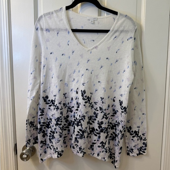 J. Jill Sweaters - J. Jill V-Neck Long Sleeve Sweater in White and Black
